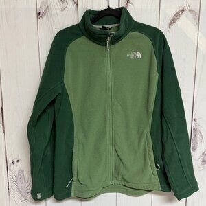 The North Face Women’s XL Two-Tone Fleece Jacket Green Full Zip 2009 EUC